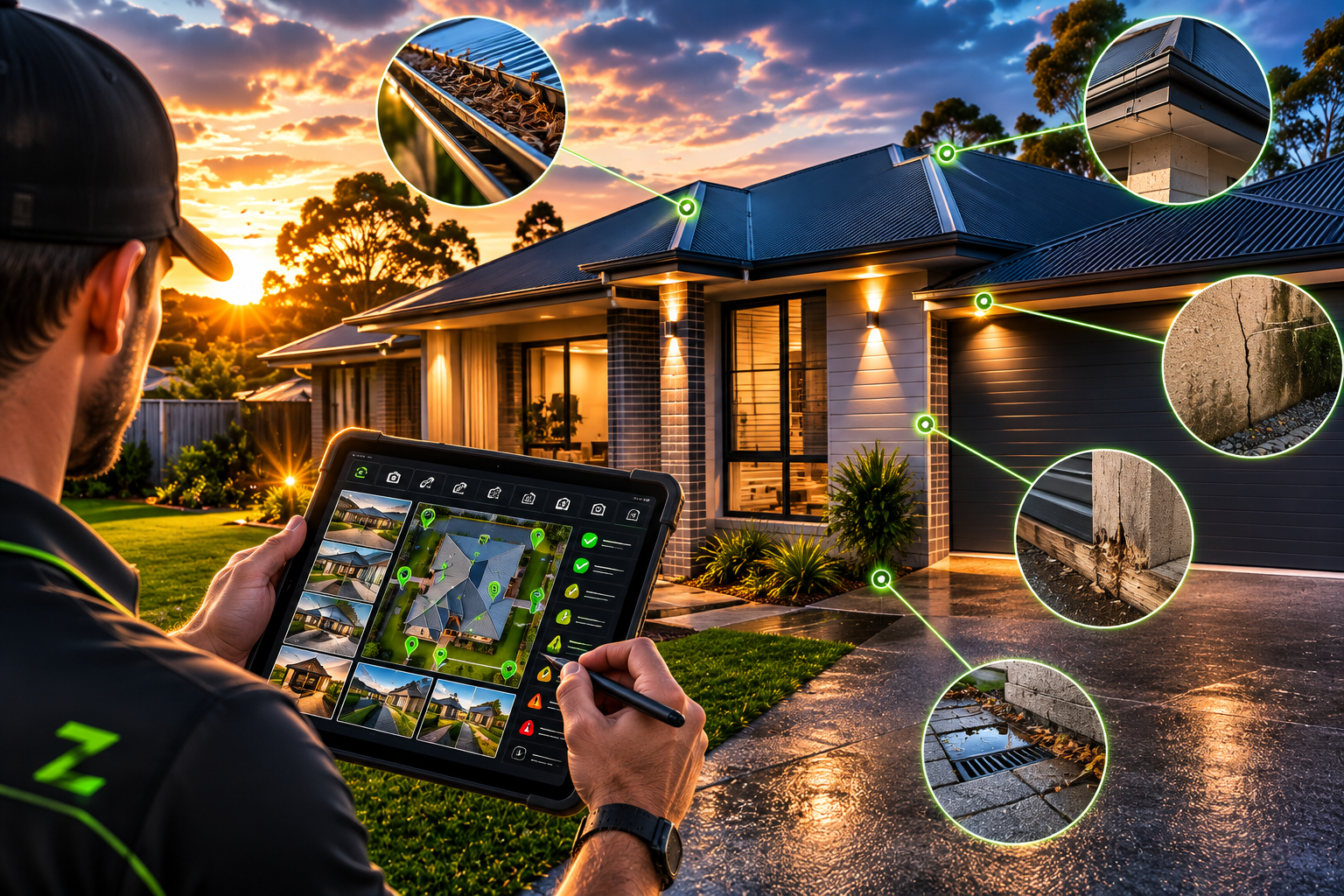Zekta team member recording a visual property condition check on a tablet